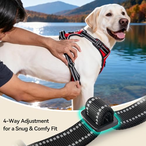 Reflective Dog Harness No Pull Large Breed Vest (Extra Large / Red)