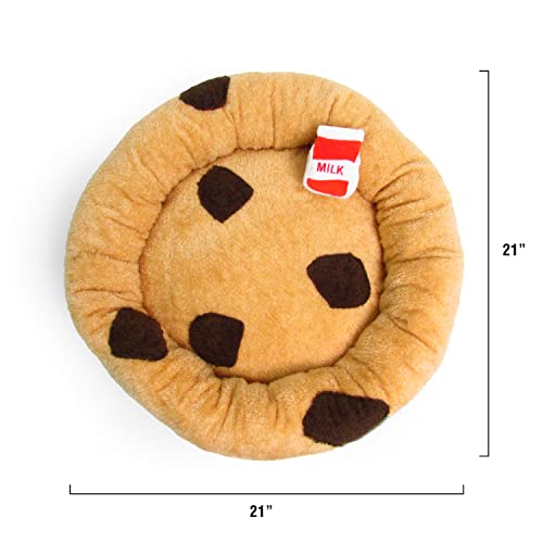 Soft Plush Small Cute and Cozy Food Dog Cat Bed (Chocolate Chip Cookie)