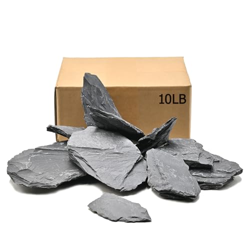Aquarium Rock Natural Slate Rocks 2 to 6 inch Aquariums Stone for Aquascaping (10lb(2-7''))