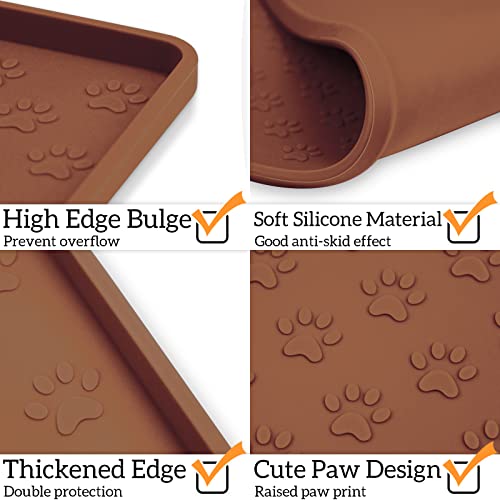 2 Pack Pet Placemat for Dog and Cat (11.8"L x 11.8"W - 2 Pack / Brown)