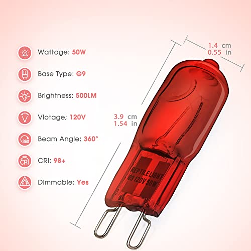 G9 Infrared Heat Lamp Bulbs for Reptile Mini Reptile Light Red (Red Bulb / 6 Pack)