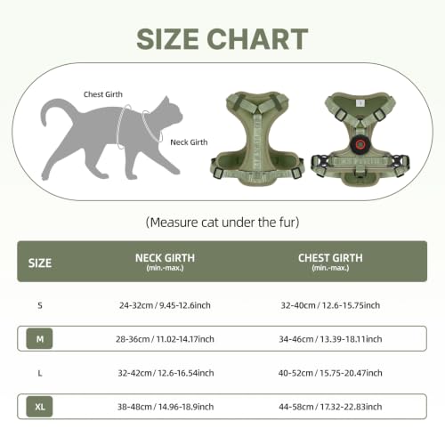 Cat Harness Leash Set with AirTag Holder (Green for Airtag / S)