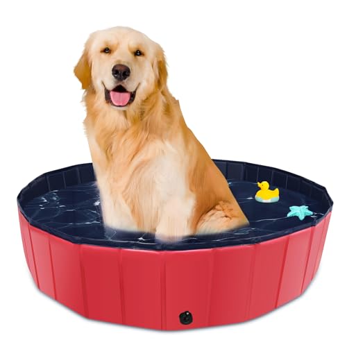 Foldable Dog Pool (39" / Red)