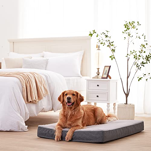 Orthopedic Memory Foam Dog Bed for Large Dogs (Grey / X-Large: 41" x 29" x 4")