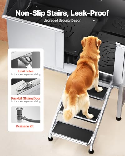 Stainless Steel Dog Washing Station (Right STAIRS / 50 inch)