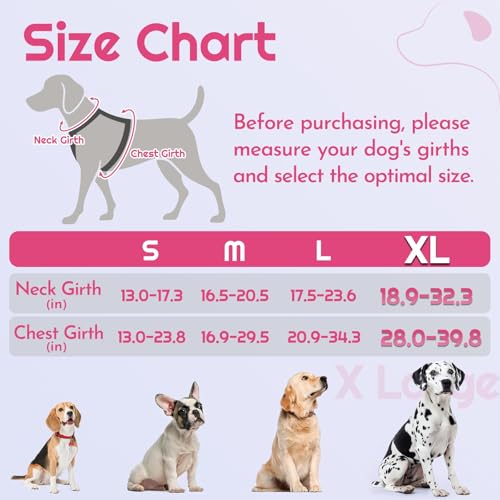 Dog Harness No Pull for Large Dogs (X-Large / Pink & Black)