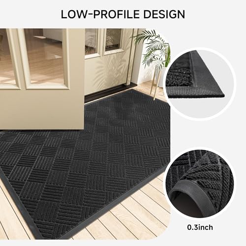 Front Door Mat (2' x 6' (Rectangular) / Black Diamond)
