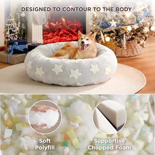 Shown on TV Jacquard Donut Dog Beds Large Sized Dog (36.0"L x 36.0"W x 8.0"Th / Galaxy Grey)