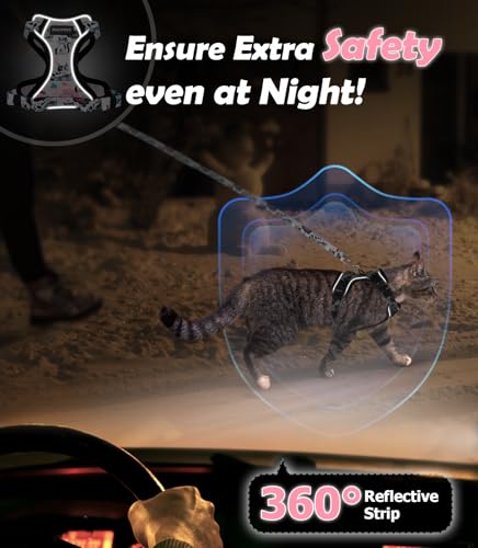 Cat Harness and Leash Set[MAX Safety 4th (H603 Pro Inky Meowy / Medium (13-18lb))