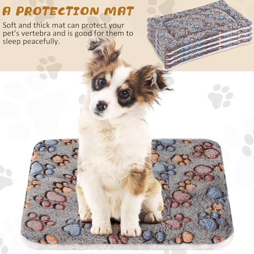 4 Pack Soft Pet Bed Mat Small Dog Crate Fleece (23 x 18 Inches / Gray)