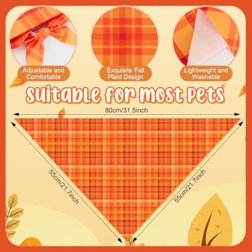 100 Pcs Fall Plaid Dog Bandanas Bulk (Fall Plaid / 31.5 x 21.7 x 21.7 Inch)