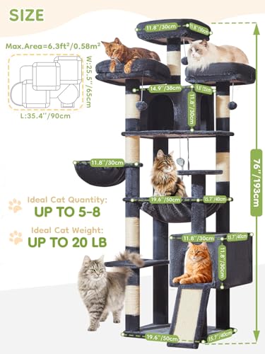 Tall Cat Tree (Smoky Gray / 76 Inches)
