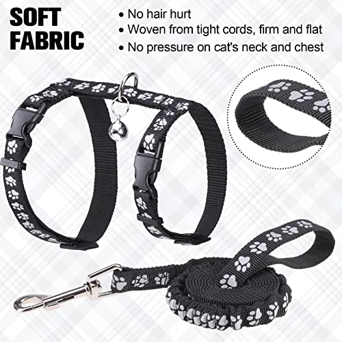 Cat Harness and Leash Set (Medium(Chest: 14"-22") / Black_Reflective)