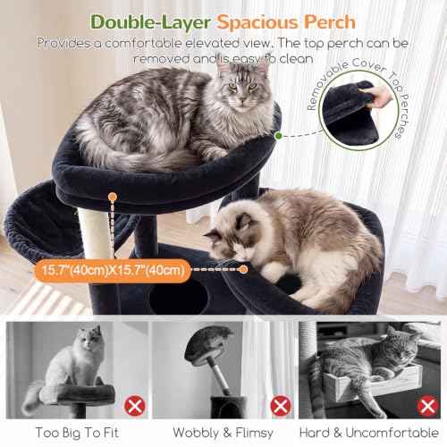 Sturdy Cat Tower for Indoor Cats 20lbs (Dark Grey / 76 inch)