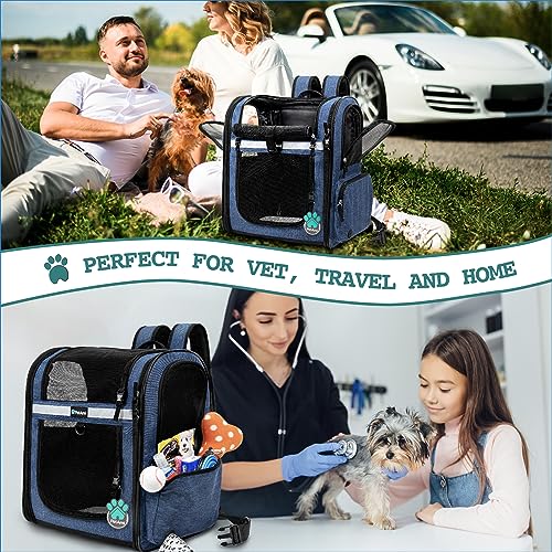 Dog Backpack Carrier for Cats (Navy Blue)