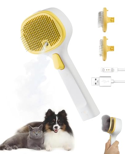 Cat Steam Brush for Cats & Dogs (Yellow - Short Head and Long Head)