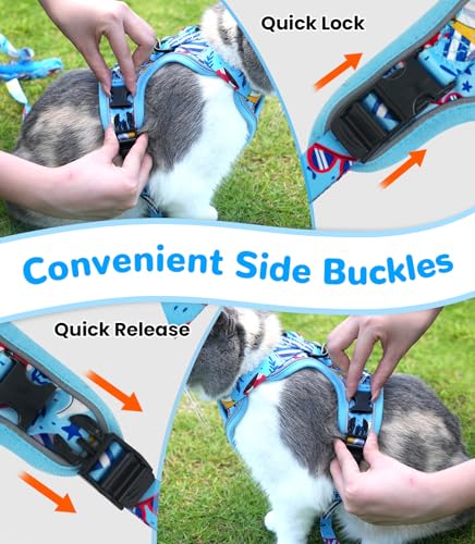 Cat Harness and Leash Set (H604 Pro Azure Blue / Medium (13-18lb))