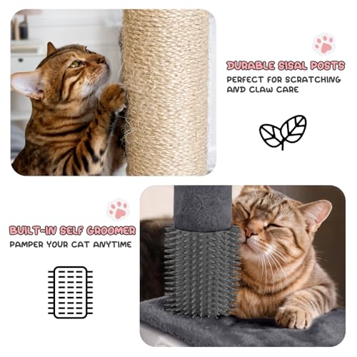 36 Inch Cat Tree with Condo (Smoky Grey / 36 Inch with Condo)