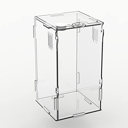 Small Acrylic Reptile Tank Habitat Locking Terrarium 4''x4''x8'' (Small)