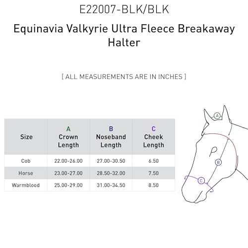 Valkyrie Ultra Fleece Padded Leather Fuse Breakaway Horse Halter (Black/Black / Cob)