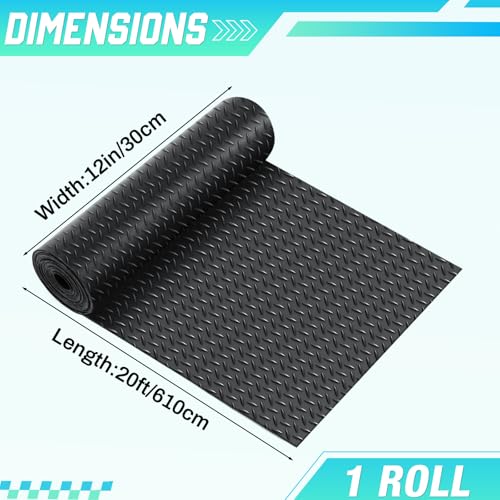 12 in X 20 ft Rubber Diamond Plate Garage Floor Mat (Diamond Plate / 12 in x 20 ft / Black)