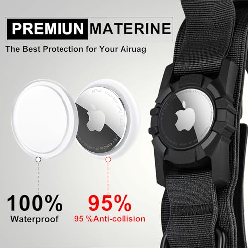 Tactical AirTag Dog Collar (XL(19.5"-25") / Black)
