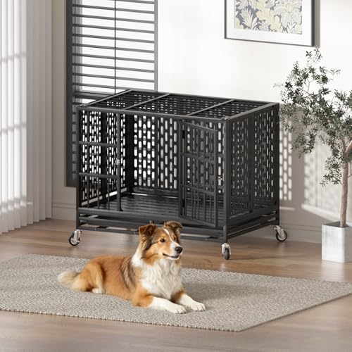 42 Inch Heavy Duty Dog Crate with Wheels (42.1"L x 28.9"W x 30.1"H)