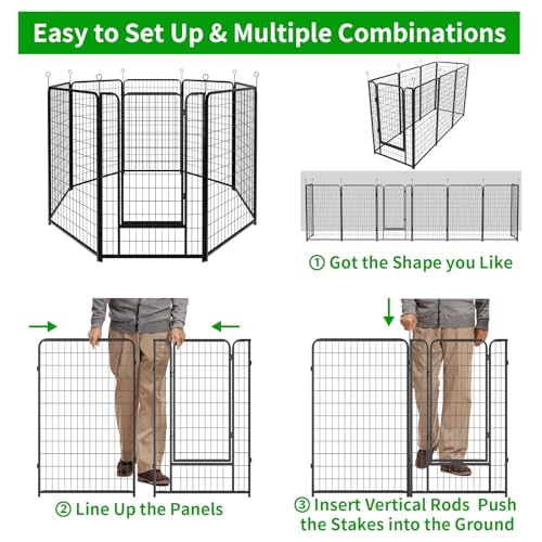 Dog Playpen Outdoor Extra Wide 8 Panels Heavy Duty Dog Fence 50" (32"W x 50"H)