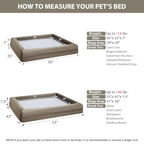 XXL Extra Large Orthopedic for Senior Dog BedComfy Sleeping (Dark Green / XX-L (45x35x7in))