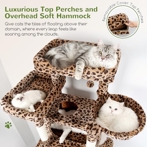 Giant Tall Heavy Duty Cat Tower for Indoor Large Cats (Leopard Print / 83 inch)