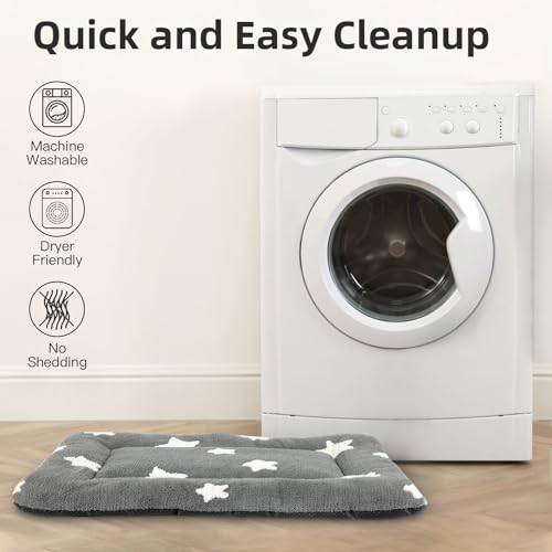 Cat Beds for Indoor Cats Washable Cat Mat Bed Flat Dog Crate Pad (22''L x 13''W x 1.5''Th / S: Pack 2 - Grey)