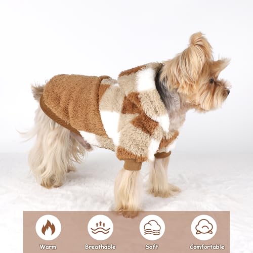 Dog Sweaters for Small Dogs (Medium (Chest 16.1in) / Brown plaid)