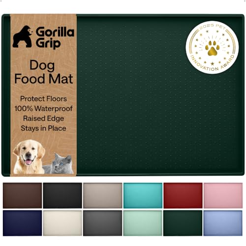 Dog Food Mat 100% Waterproof Silicone (Hunter Green / 26"l X 17"w)