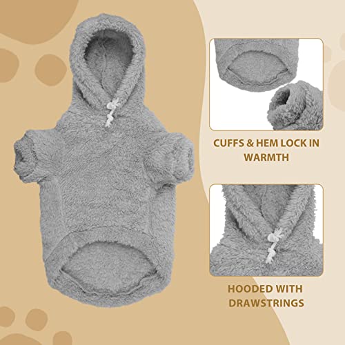 Fuzzy Dog Sweaters for Small Dogs Dog Hoodie Pet Clothes Warm Soft Cozy Coats Hooded Sweatshirt Fleece Small Pet Hoodies Sweater (X-Small / Grey)