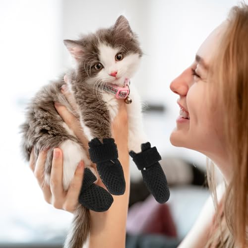 Cat Booties to Prevent Scratching (Black / 10X9X0.5CM)