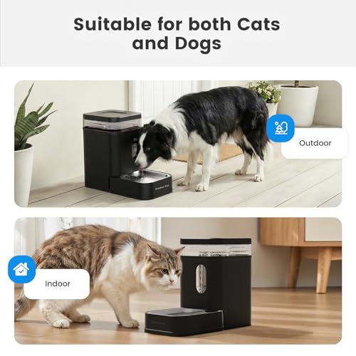 1.7 Gallon Automatic Dog Water Dispenser with Stainless Steel Bowl (Black / 1.7 Gallon)