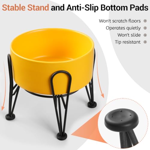 Elevated Dog Bowls (Yellow / 3.6 Cups | 2 Pack | For Medium Dogs)