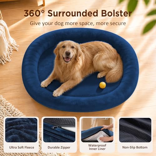 Waterproof Orthopedic Dog Bed for Extra Large Dogs (Navy / 48"L x 35"W x 7.5"Th)
