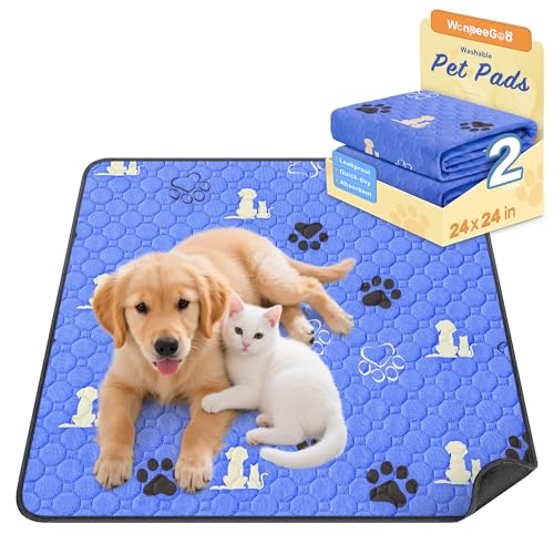 Washable Pee Pads for Dogs (Blue / 24"x24" (Pack of 2))