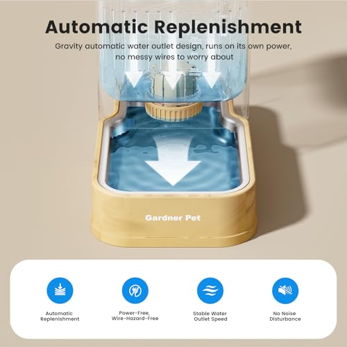 2.2 Gallon Automatic Dog Water Dispenser with Stainless Steel Bowl (Brown / 2.2 Gallon)