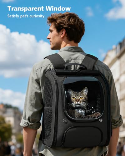 Cat Backpack Carrier (Black (Expandable) / 12.6"L x 10.2"W x 16.5"H)