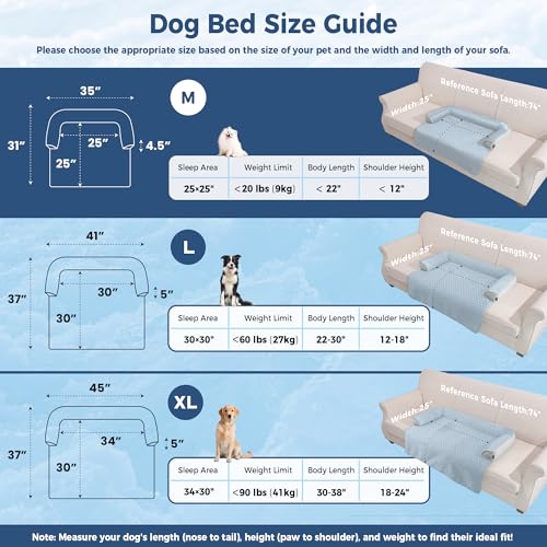 Medium Dog Cooling Bed for Sofa (Light Blue / 35"L x 31"W x 4.5"Th)