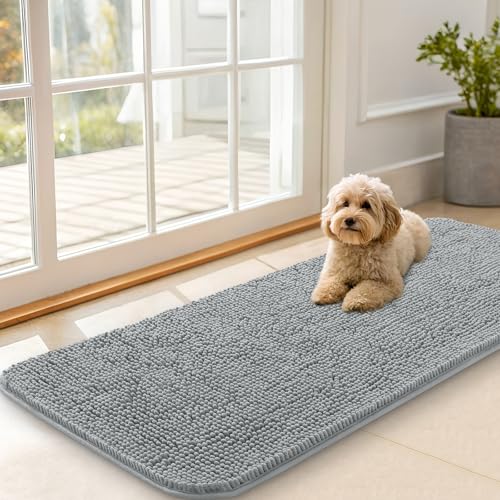 Dog Door Mat for Muddy Paws 47x20 (Grey / 47" X 20")