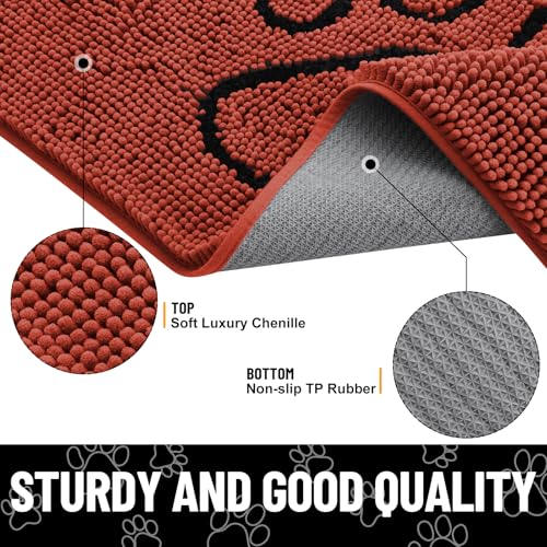 Dog Door Mat for Muddy Paws (36"X24" / Maple Red and Black)