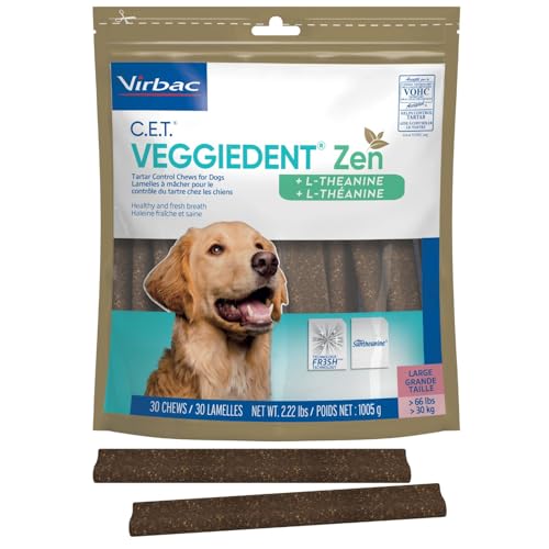 C.E.T. Veggiedent Fr3sh & Zen Plaque and Tartar Control Chews for Dogs (Large Over 66lbs)