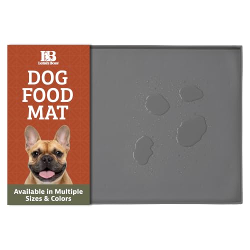 Raised Edge Silicone Dog Food Mat (25"L x 17"W / Grey)