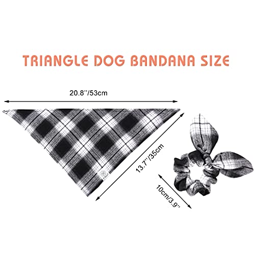 Christmas Plaid Dog Scarf & Matching Scrunchie Set (04-plaid-black / Small)
