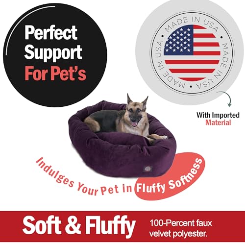 52 Inch Micro Velvet Calming Dog Bed Washable (Aubergine)