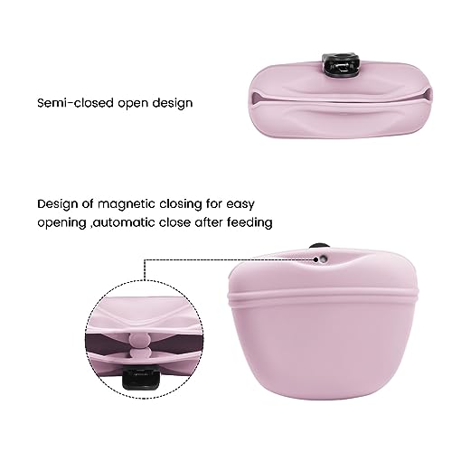 Silicone Dog Treat Pouch with Clicker Magnetic Closure Secure Clip (1 Pack / Peach Pink)