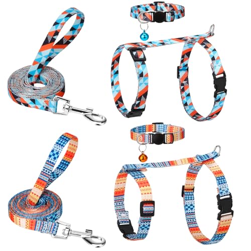 2 Pack Cat Harness and Leash Set Escape Proof Adjustable Cat Harness (Bohemia)